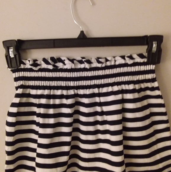 J. Crew Nautical Skirt Black and White Stripes with Elastic Gathered Waistband - Picture 3 of 7